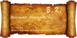 Berauer Kurszán névjegykártya